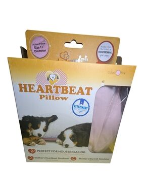 Petzu Heartbeat Pillow For Dogs Cats  Pink 12 Inch Round Mothers Comfort